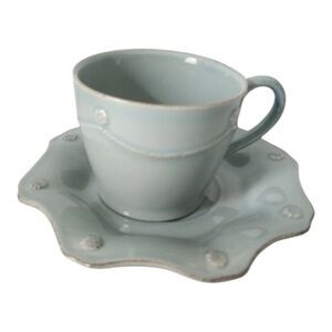 Juliska Berry and Thread “ Ice Blue ” Cup and Saucer Set Scalloped Saucer New